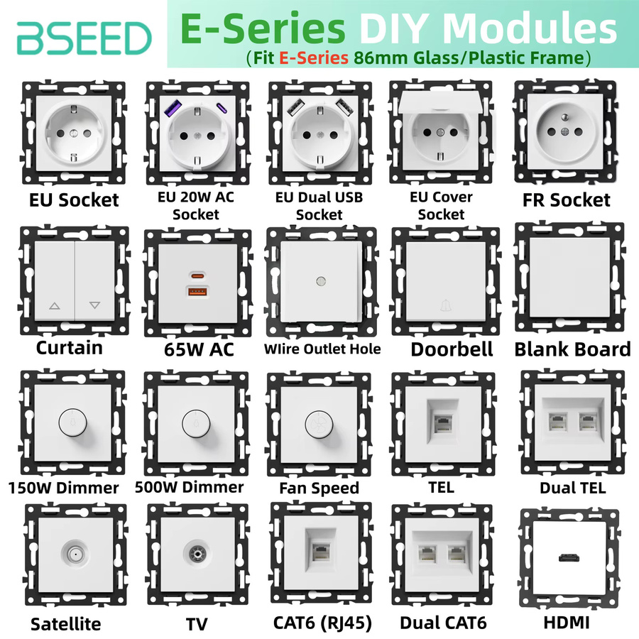 BSEED Zigbee-Schaltmodul für Smart-Steckdosen ohne Neutralleiter mit weißem Glasrahmen - Bild 2