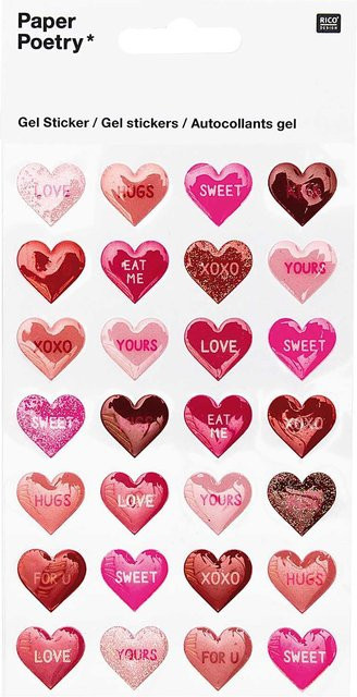 Rico Design Paper Poetry Gelsticker Herzen Love & Kiss - Bild 1