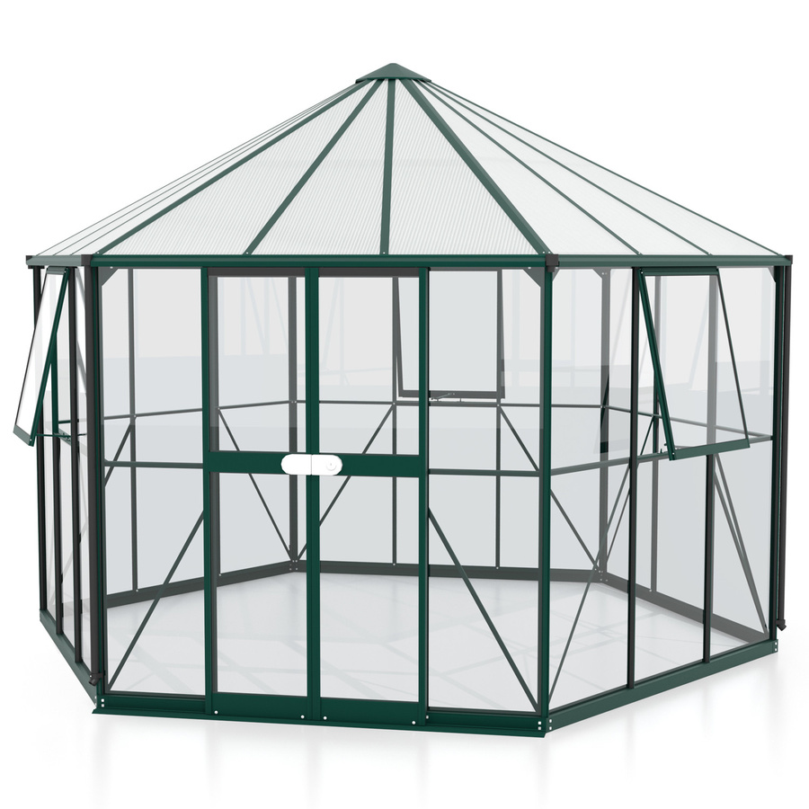 Vitavia Gewächshaus Pi 9000 in Smaragdgrün mit Kombiverglasung und Doppelschiebetür - Bild 2