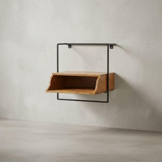 KADIMA DESIGN Wandkonsole aus Mango-Holz im Industrial-Stil, Farbe Braun, B/T/H: 44 x 45 x 35 cm - Bild 1