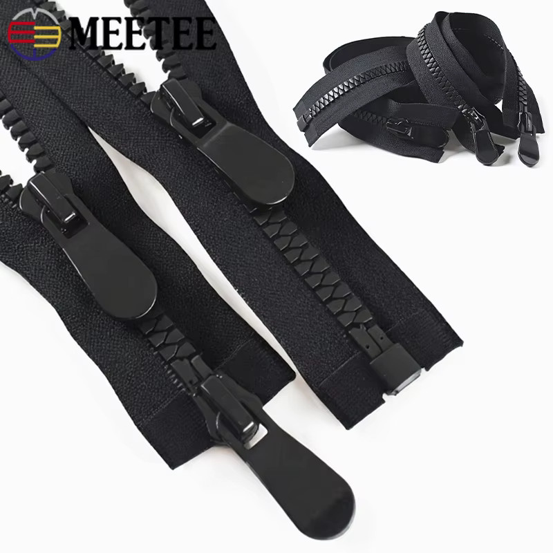 Meetee Kunststoff-Reißverschluss Reparatur-Set mit Doppel- und Einzelschieber für Taschen und Zelte, Farben: Schwarz und Weiß, Länge: 70-150 cm - Bild 5