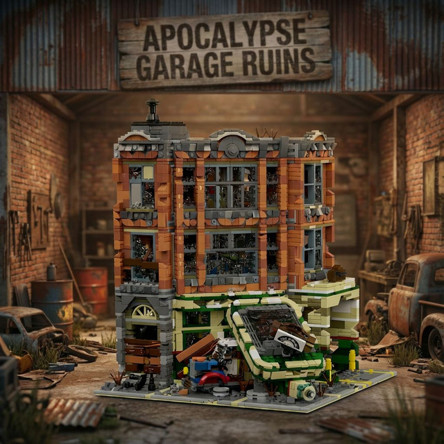 Barweer Doomsday Corner Garage House Klemmbausteine Set mit 3325 Teilen, Modulares Architektur-Modell mit 8 Figuren, Mehrfarbig - Bild 1