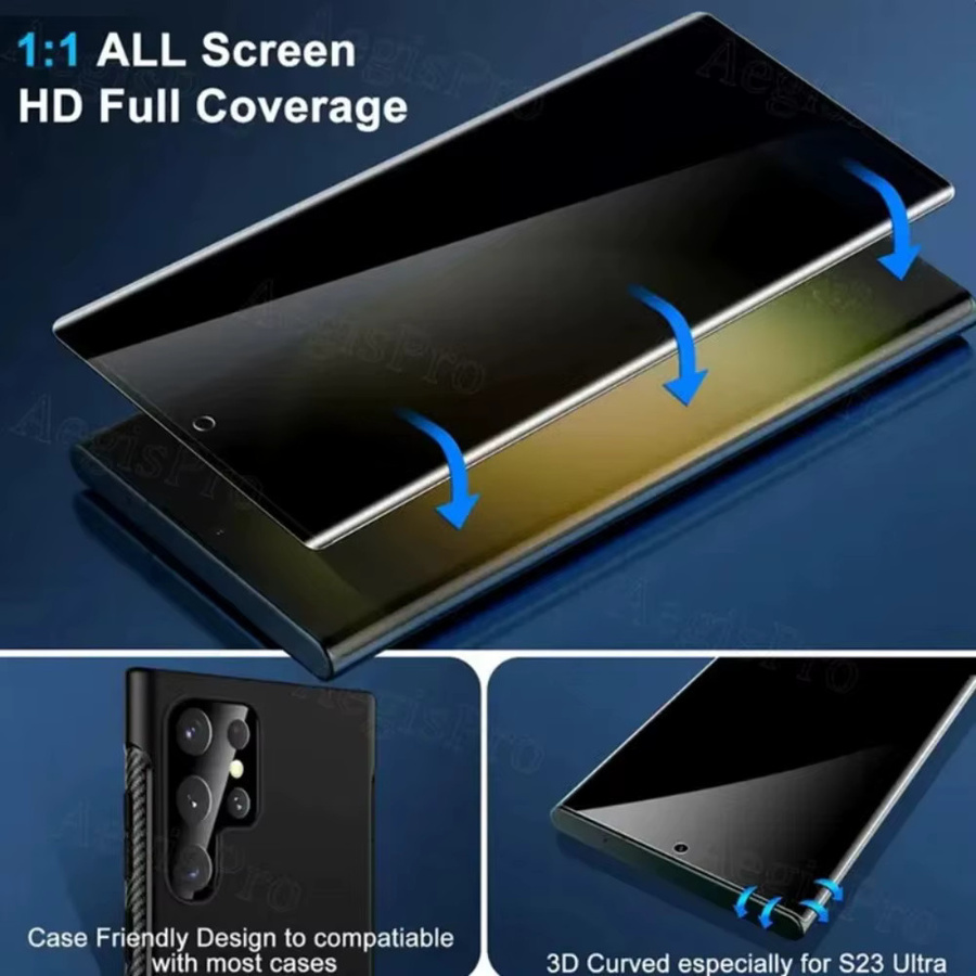 4er-Set Blickschutz-Displayschutzfolien für Samsung Galaxy S25 Ultra, S24 Ultra, S23 Plus, S22 und S21 in Schwarz - Bild 3