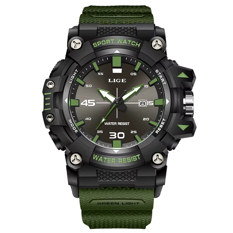 LIGE Armbanduhr Quarz, Schwarzblau, Herren, Datum, Leuchtzeiger - Bild 7