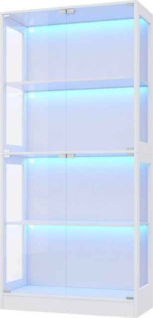 okwish Vitrine mit App-gesteuerter LED-Beleuchtung und Glastüren in Weiß, B/T/H: 80 x 35 x 170 cm - Bild 1