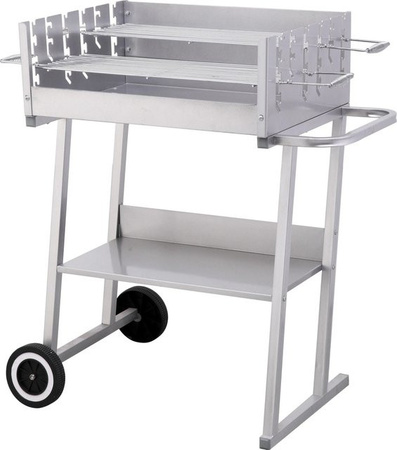 Tepro Grillwagen Pasadena Holzkohlengrill mit Windschutz und Ablageplatte in Silber, B/H/T: 84 x 90 x 52 cm