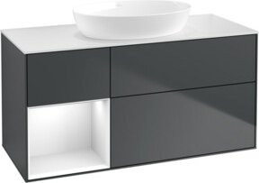 V&B Waschtischunterschrank Finion mit Wandbeleuchtung, Breite: 120 cm, Farbe: Weiß und Grau lackiert - Bild 1