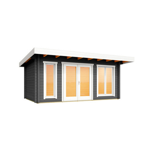 Lasita Blockbohlenhaus Dorset Gartenhaus mit Flachdach in Carbongrau lasiert B/H/T: 510 x 238,95 x 360 cm - Bild 3