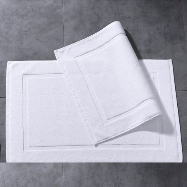 EGW Badezimmer-Bodenmatte aus 100% Baumwolle, weiß, rutschfest und wasserabsorbierend, B/T: 80 x 50 cm - Bild 1