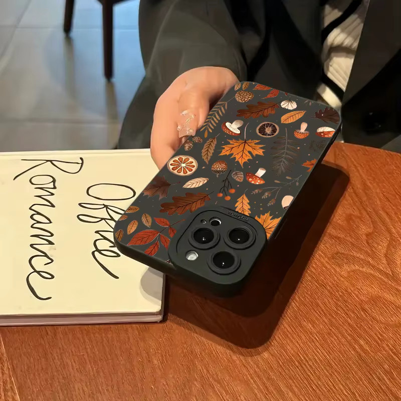 Silikon Handyhülle mit Herbst Blätter Muster für iPhone 11 bis iPhone 17 Pro Max, Soft Cover, Multicolour - Bild 3