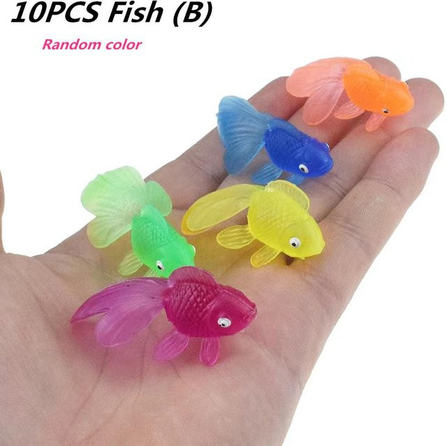 Fashnics Kawaii Simulation Gummi Goldfisch, Badewasser Spielzeug, 10-teiliges Set, ab 3 Jahren - Bild 1