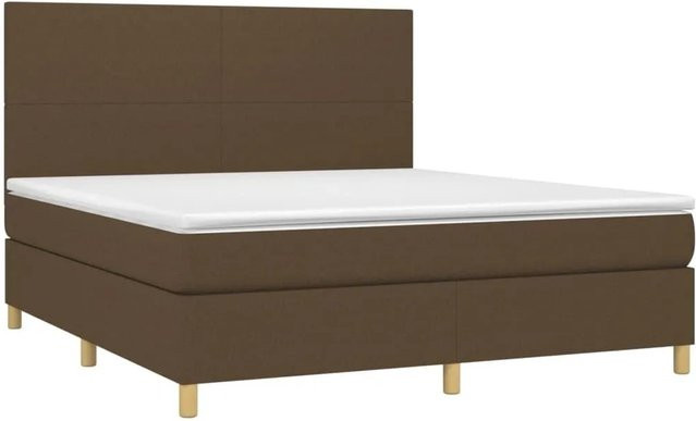 vidaXL Boxspringbett mit Matratze und LED-Unterbettbeleuchtung in Dunkelbraun, Hybrid-Bett mit USB-Ladeanschluss und Taschenfederkern, B/T/H: 160 x 200 x 128 cm - Bild 1