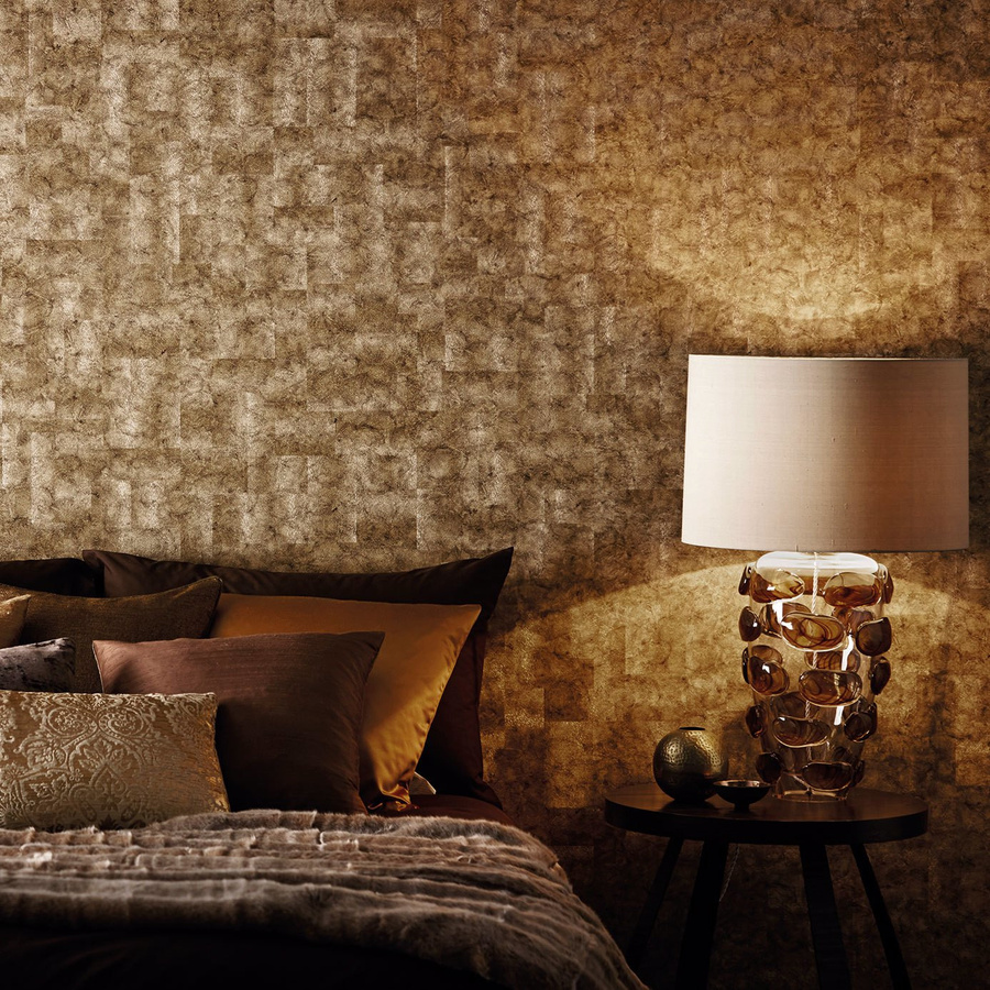 Harlequin Tapete Marble Sulphur in Grau und Gold mit abstraktem Marmor-Design aus Vinyl - Bild 1