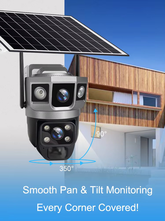 V380 4G Solar IP Kamera mit Dual Objektiv, 12MP und 10X Zoom, PTZ Outdoor Überwachungskamera mit integrierter Batterie und Wifi/Cellular Unterstützung - Bild 7