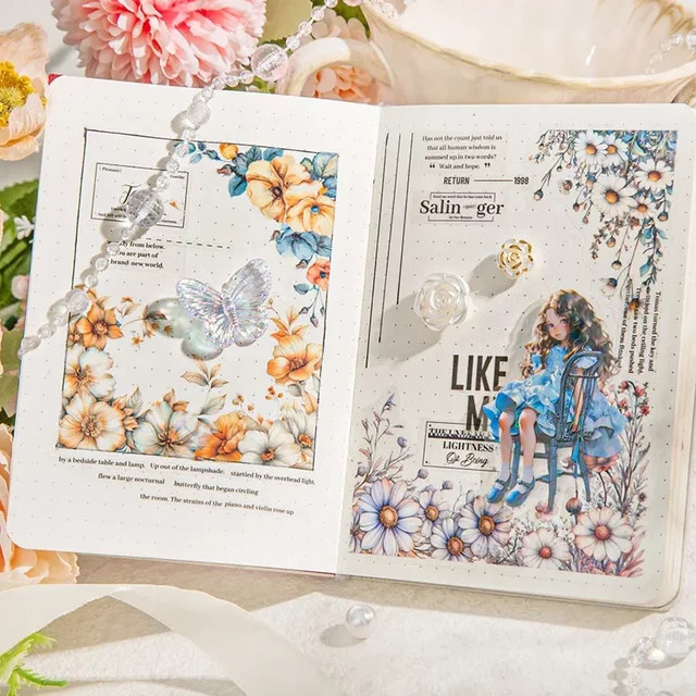 20 Stück Gänseblümchen Blumen Rand Aufkleber von YCDBTH in Gold und Multicolour, PET Dekoration für Sammelalben und Schreibwaren, B/H: 110 x 85 mm - Bild 1