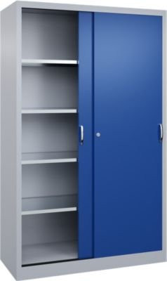 C + P Schiebetüren-Werkzeugschrank Acurado aus Stahl in Weißaluminium/Enzianblau, B: 120 cm, T: 50 cm, H: 195 cm - Bild 1
