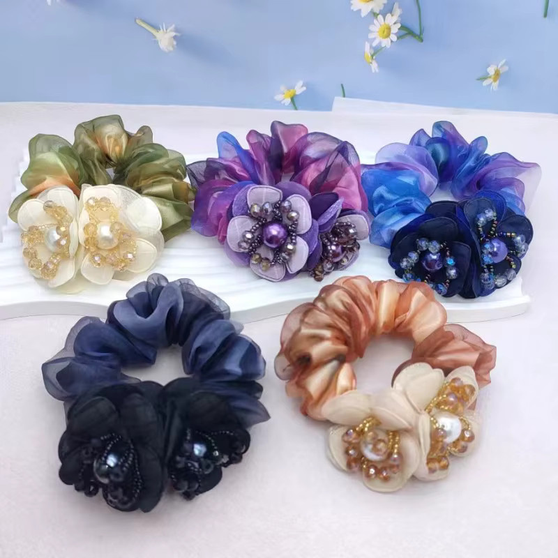 FENGCHE Haarring Gummiband, Organza, Blume, Damen - Bild 1