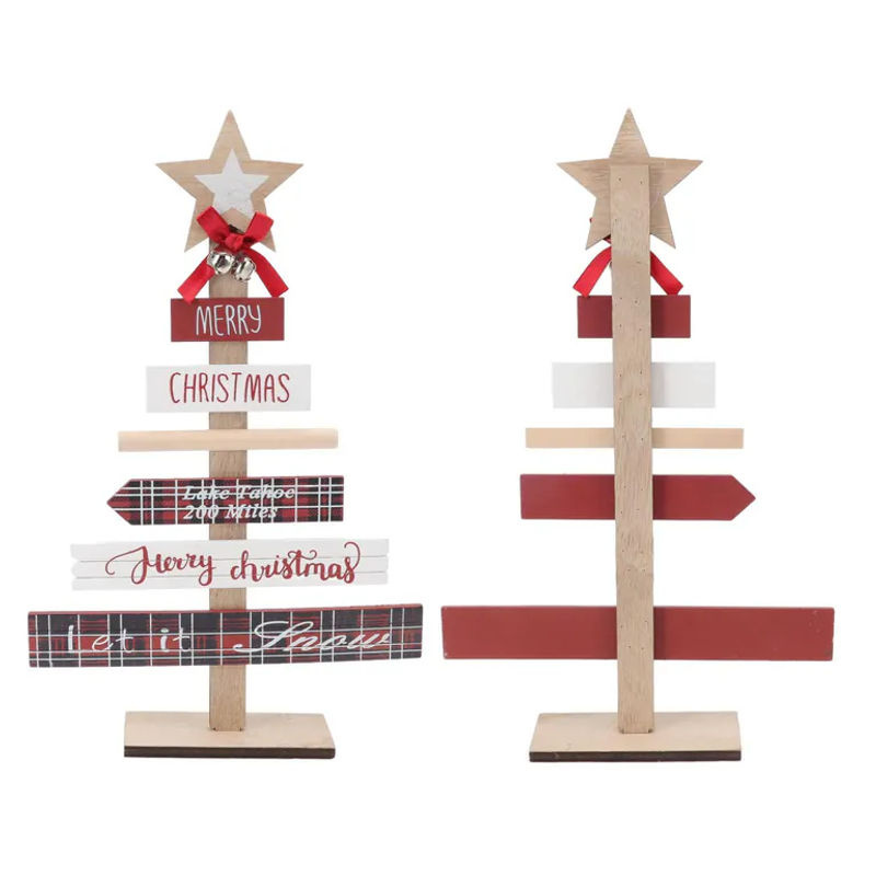 OutsideWorld Weihnachts-Tischschmuck Holzschild in Rot mit Sockel im Landhausstil - Bild 2