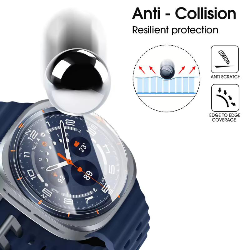Samsung Galaxy Watch Ultra Schutzfolie aus gehärtetem Glas, transparent, 1–5 Stück - Bild 3