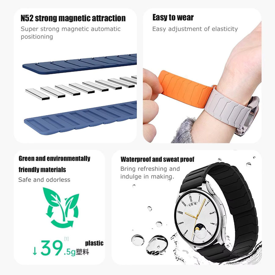 Uhrenarmband Silikon, 22 mm, Schwarz, Unisex - Bild 5