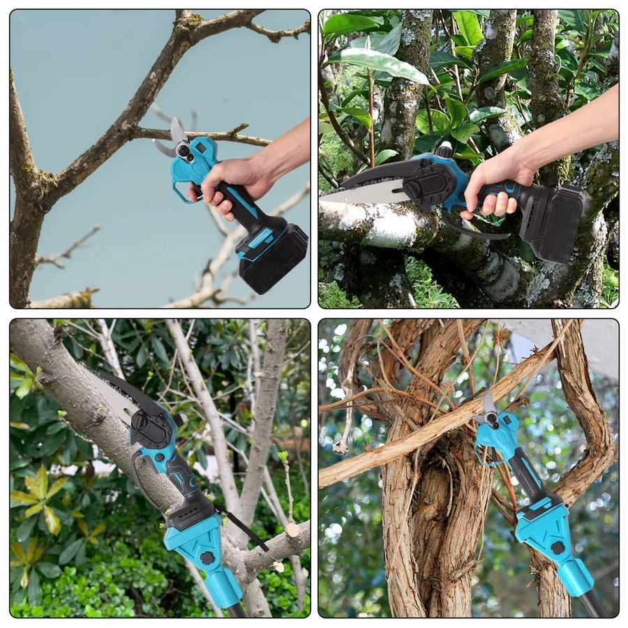 2-in-1 Akku-Gartenwerkzeug Set mit bürstenloser Kettensäge und Heckensäge, blau, kompatibel mit Makita LXT 18V - Bild 1