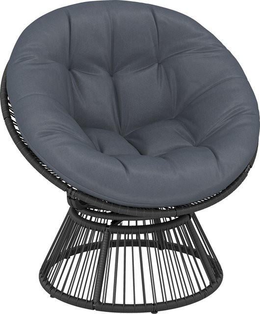 Outsunny Papasansessel 360 Grad drehbar aus Polyrattan mit Kissen in Grau - Bild 1