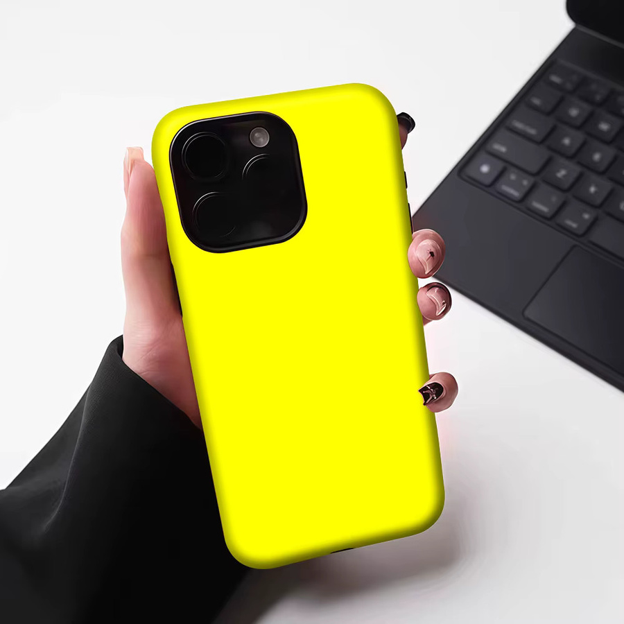 Aurbe Matte 2-in-1 MagSafe Hülle für iPhone 17 16 15 14 Plus Pro Max Stoßfeste Hartschale in Fluoreszierend Gelb - Bild 5