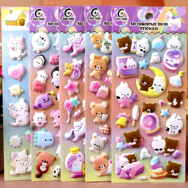 Weicher Squishy Fidget Sticker, Tierthema Bär Kaninchen Einhorn Katze Ozean, multicolour - Bild 1