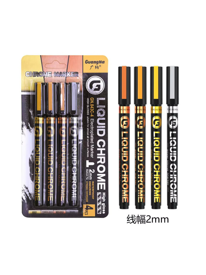 4er-Set wasserfeste Permanent-Marker für Zeichnungen und Nachlackierungen, 2,0 mm Strichstärke, Farben: Silber, Kupfer und Roségold - Bild 6