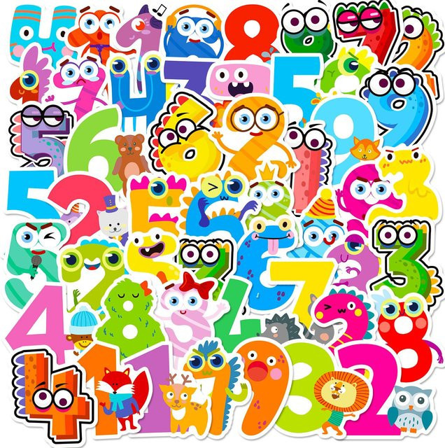 100 Lustige Cartoon Arabische Ziffern Wasserdichte Aufkleber Kinder - Bild 1