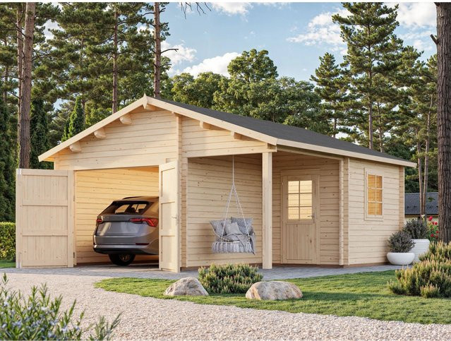 Palmako Holzgarage Roger mit Holztor und Schließzylinder, Farbe: transparent, B/T: 510 x 550 cm - Bild 1