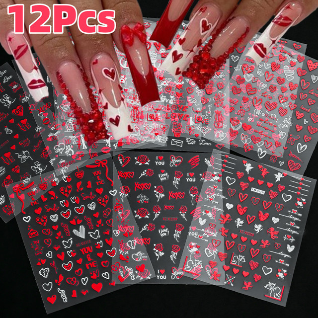HotPress Nagelaufkleber, rot, 12 Stück, Unisex - Bild 1
