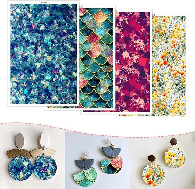 Fragment Scale Transferpapier mit Blumenmuster für Polymer Clay, wasserlösliche Einwegaufkleber in Multicolour für dein DIY Schmuckdesign - Bild 1