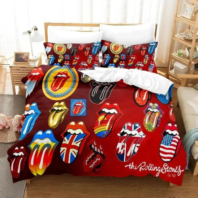 Rolling Stones Logo Bettwäsche-Set von Lodestar in Rot, 3-teilig aus Mikrofaser mit Bettbezug und Kissenbezug, B/H: 210 x 210 cm - Bild 1