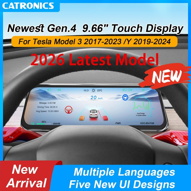 CATRONICS HUD für Tesla Modell 3 (2016-2023) und Modell Y (2020-2024) mit 9,6 Zoll Display, unterstützt CarPlay und Android Auto, Schwarz - Bild 1