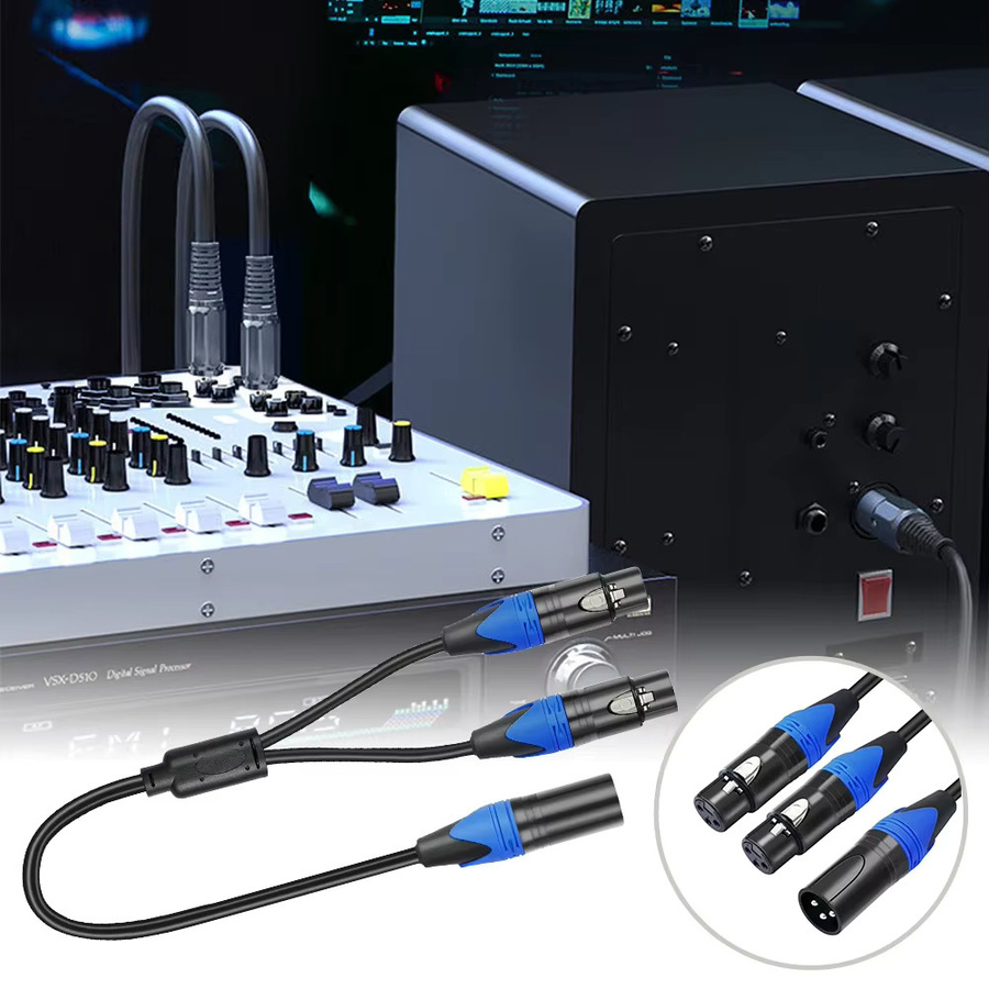 XLR-Splitterkabel Schwarz 50 cm mit 1 XLR-Buchse auf Dual-XLR-Stecker für Mikrofone, Mixer und Verstärker - Bild 3