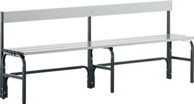 Sypro Umkleidebank mit Rückenteil aus Stahlrohr und Aluminium, Breite: 200 cm, anthrazit - Bild 1