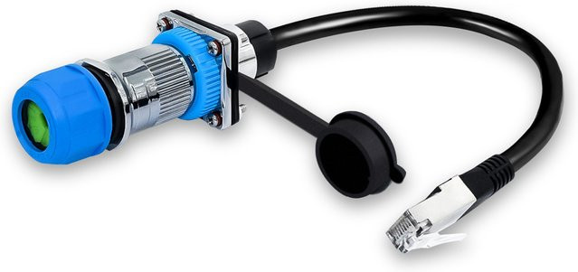 YXY RJ45 8p8c Ethernet LAN Kabelstecker mit Buchse zur Panelmontage, wasserdicht, Farbe: Blau, Durchmesser: 25 cm - Bild 1