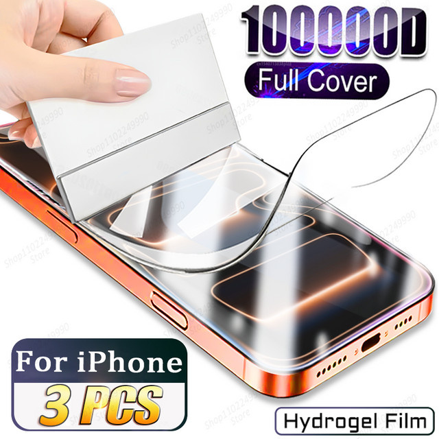 3er-Pack Hydrogel Displayschutz für iPhone 11 bis iPhone 17 Pro Max, vollflächige Schutzfolie, transparent - Bild 1