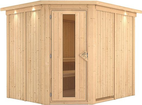 Karibu Sauna Haaspsalu für 4 Personen aus Fichte in Beige ohne Ofen B/T/H: 245 x 210 x 202 cm - Bild 1