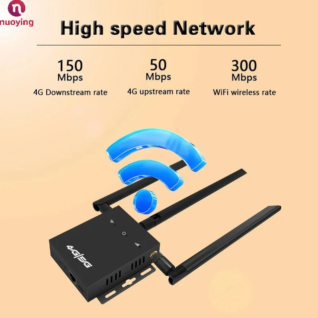 NUOYING 4G LTE CPE Hotspot ED121 WLAN-Router in Schwarz mit SIM-Kartensteckplatz, abnehmbaren Antennen und Typ-C-Anschluss - Bild 1