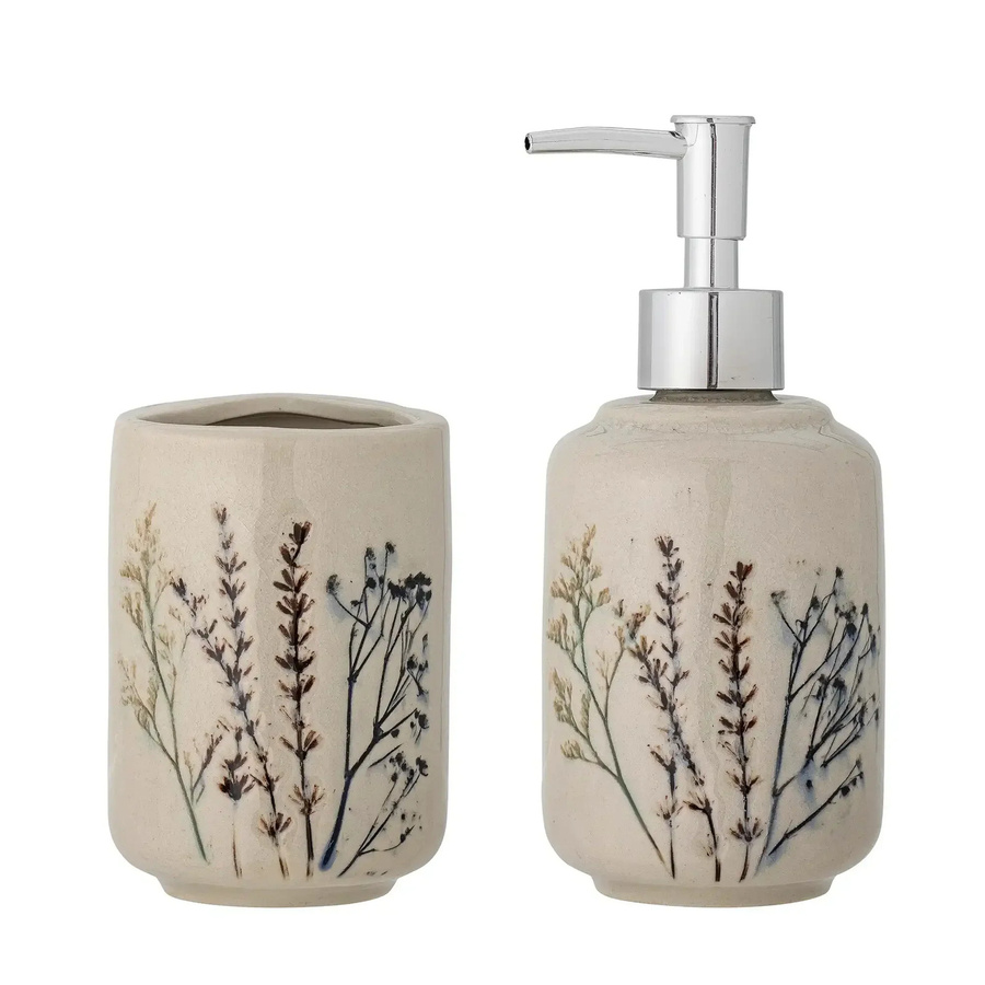 Bloomingville Seifenspender-Set aus Keramik in der Farbe Nature Bea - Bild 1
