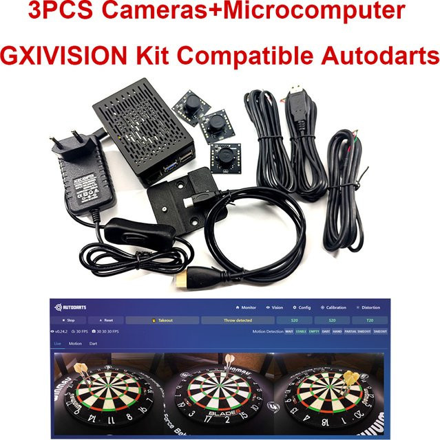 GXIVISION Autodarts DIY Kit mit IMX179/OV9732 Kameramodul, Mikrocomputer und vorinstalliertem Linux-System in Schwarz mit WLAN - Bild 1