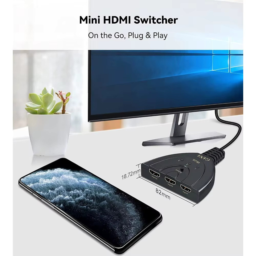 LccKaa HDMI Switch 3 in 1 Out 4K UHD Adapter in Schwarz für HDTV, PS4 und Spielekonsolen - Bild 4