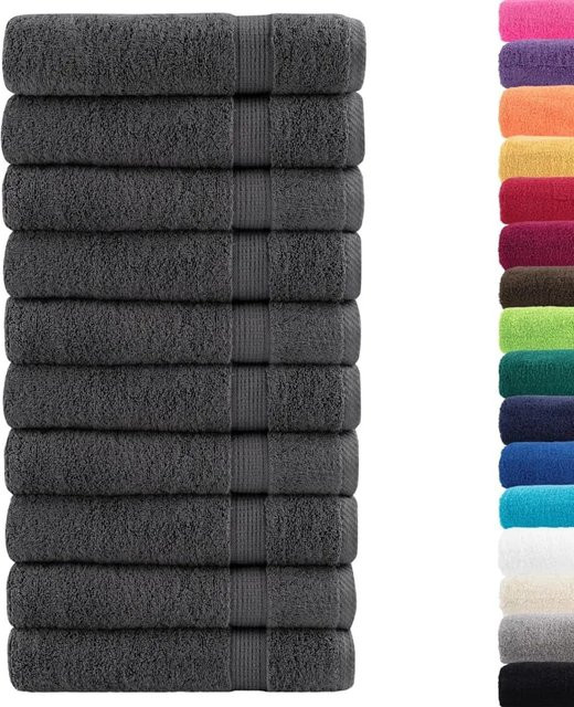 vidaXL Premium-Badetücher SOLUND Set 10 Stück, Anthrazit, Baumwolle, 600 g/m², B: 150 cm, H: 100 cm - Bild 1