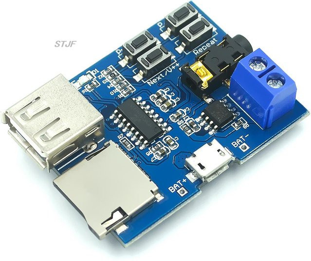 STJF MP3-Verschlüsselungsdecoder-Board mit integriertem Verstärkermodul, TF-Karten- und USB-Stick-Dekodierer in Blau - Bild 1