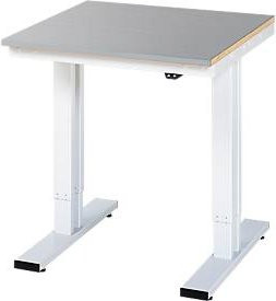 Rau Werktisch Adlatus elektrisch höhenverstellbar mit Edelstahlplatte in Silber/Lichtgrau B/T/H: 75 x 80 x 72-112 cm - Bild 1