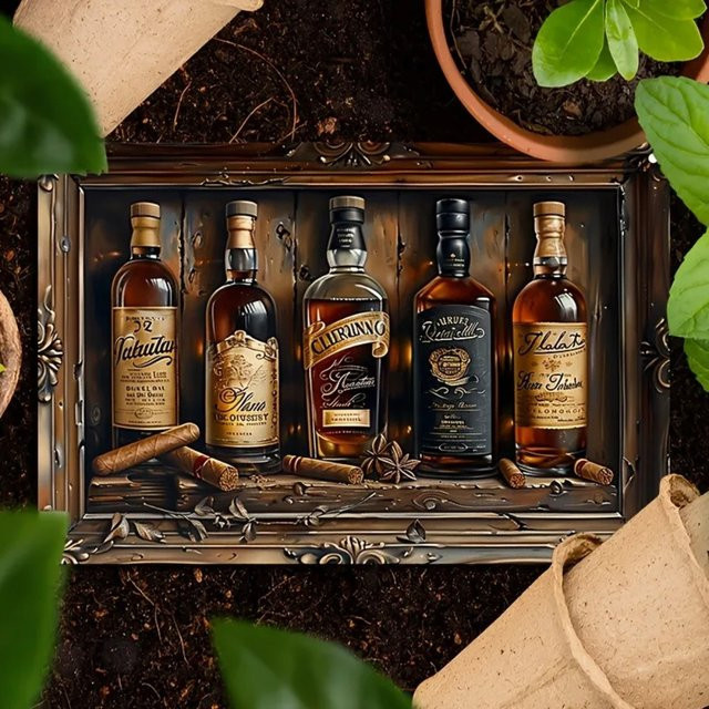 WhiskeyCigarVibe Aluminiumschild Whiskey & Square als Vintage Hängekunst für Bar, Heim oder Restaurant, Farbe: Mehrfarbig, B/H: 20,06 x 20,32 cm - Bild 1