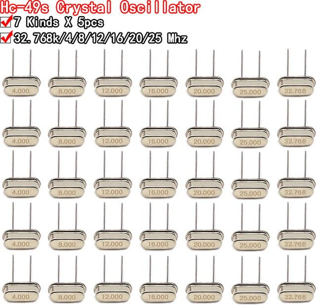 Si Tai&SH HC-49S Kristalloszillator Set mit 5 Keramik-Quarz-Resonatoren in Silber, 7 Frequenzen von 32,768 kHz bis 25 MHz - Bild 1