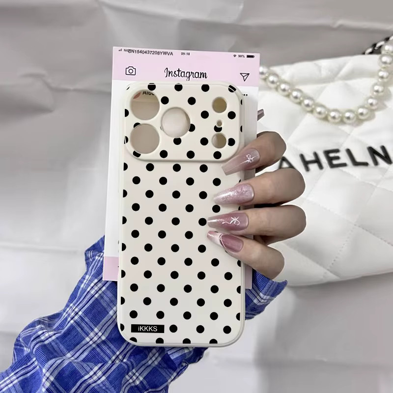 iKKKS Silikon Handyhülle mit schwarz-weißem Punktmuster für iPhone 11 bis iPhone 16 Pro Max - Bild 1